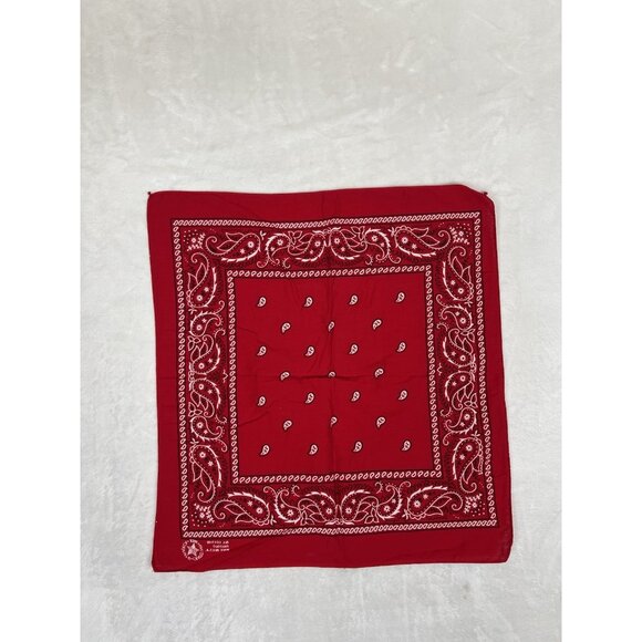 Vintage Wamcraft Bandana Red Paisley Handkerchief USA Made Western Cowboy - Picture 6 of 8